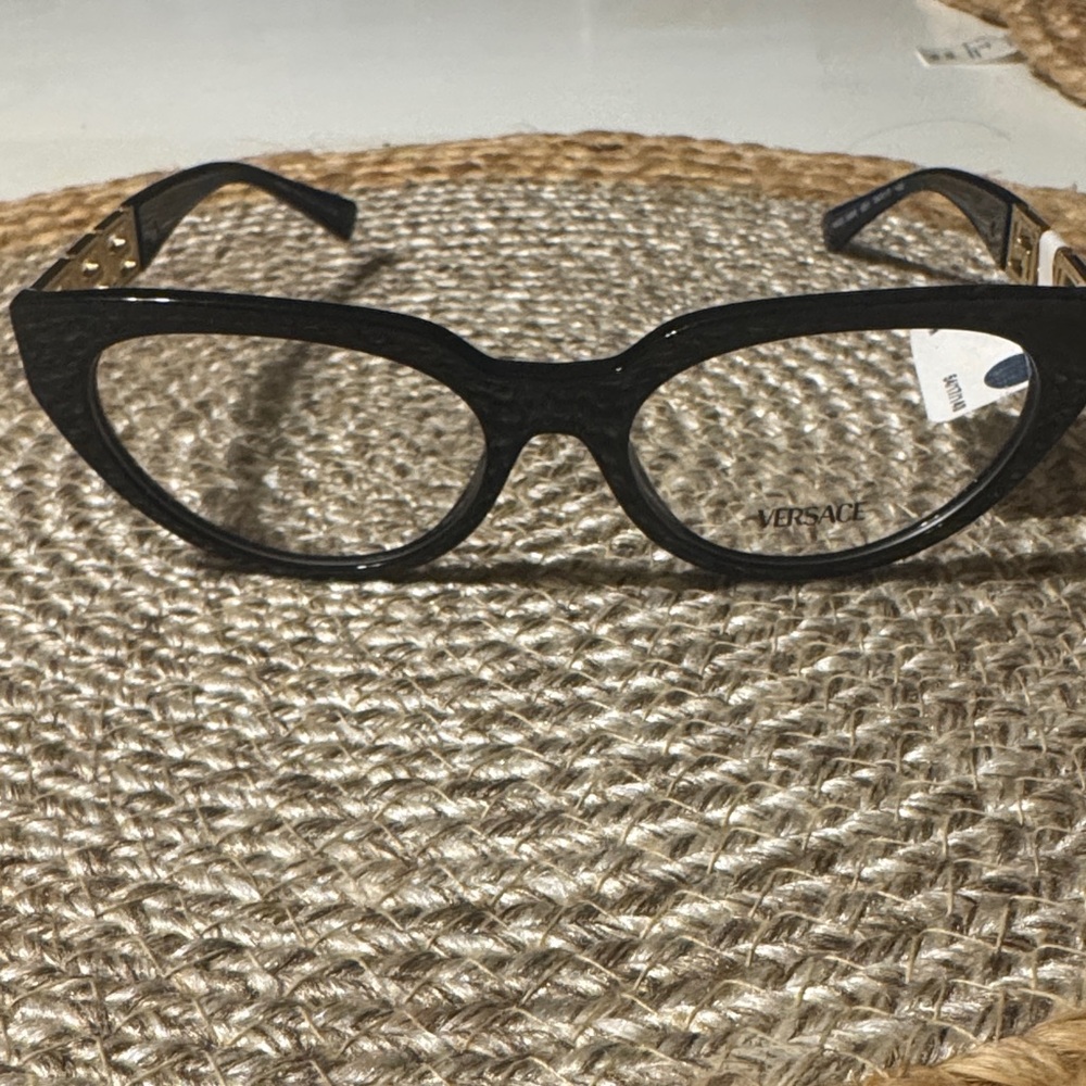 Versace Women's Black and Gold Glasses